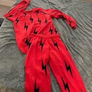 Aviator Nation red lightning bolt sweatsuit
